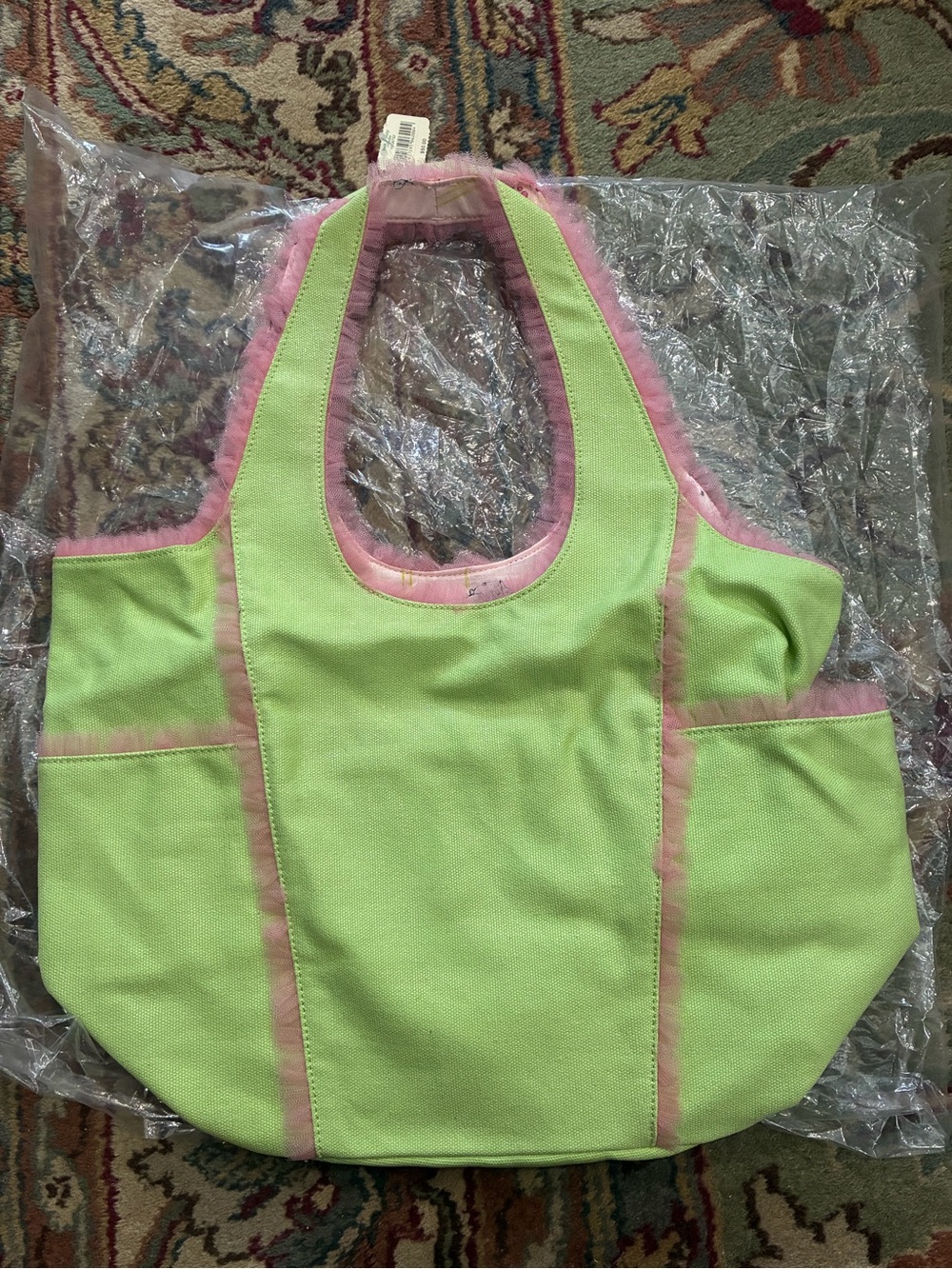 Bath And Body Works Easter Tote Bag Pink and Green New With Tags